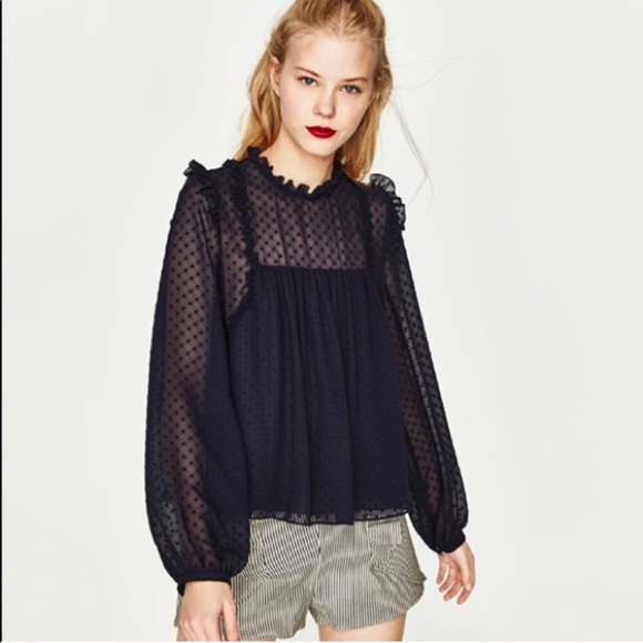 sheer ruffle top